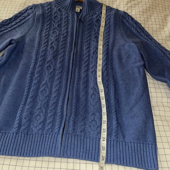 L. L. Bean Double L Cable Sweater, Zip Cardigan - Picture 6 of 10